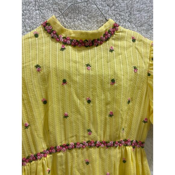 Vintage style Yellow Cottagecore Prairie Maxi no sz tag Bridgerton Girlycore - Picture 5 of 10